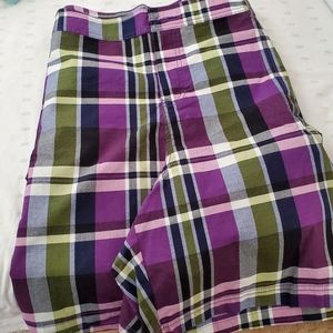 Lane Bryant plus size 28 women purple plaid Bermuda shorts
